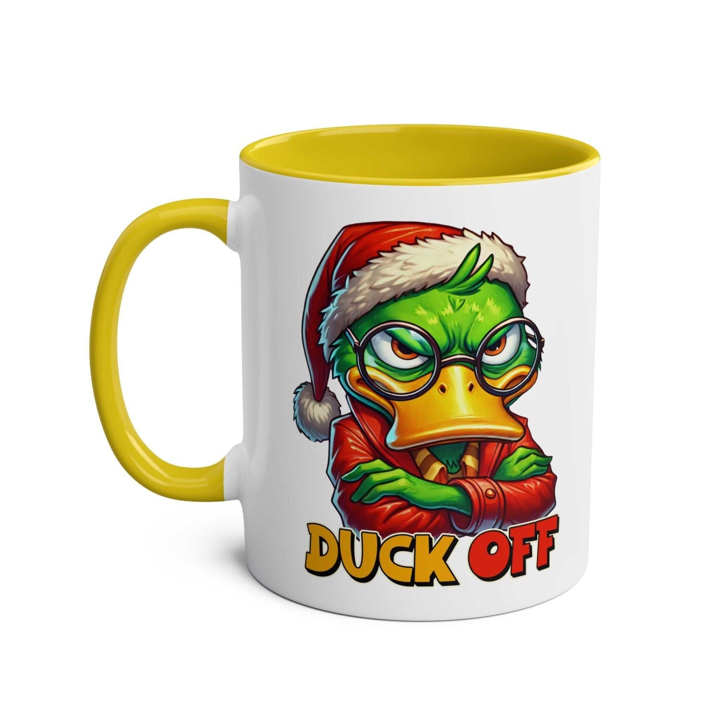 Sarky Christmas mug with duck design, glossy ceramic, available in 7 colors, 11oz.