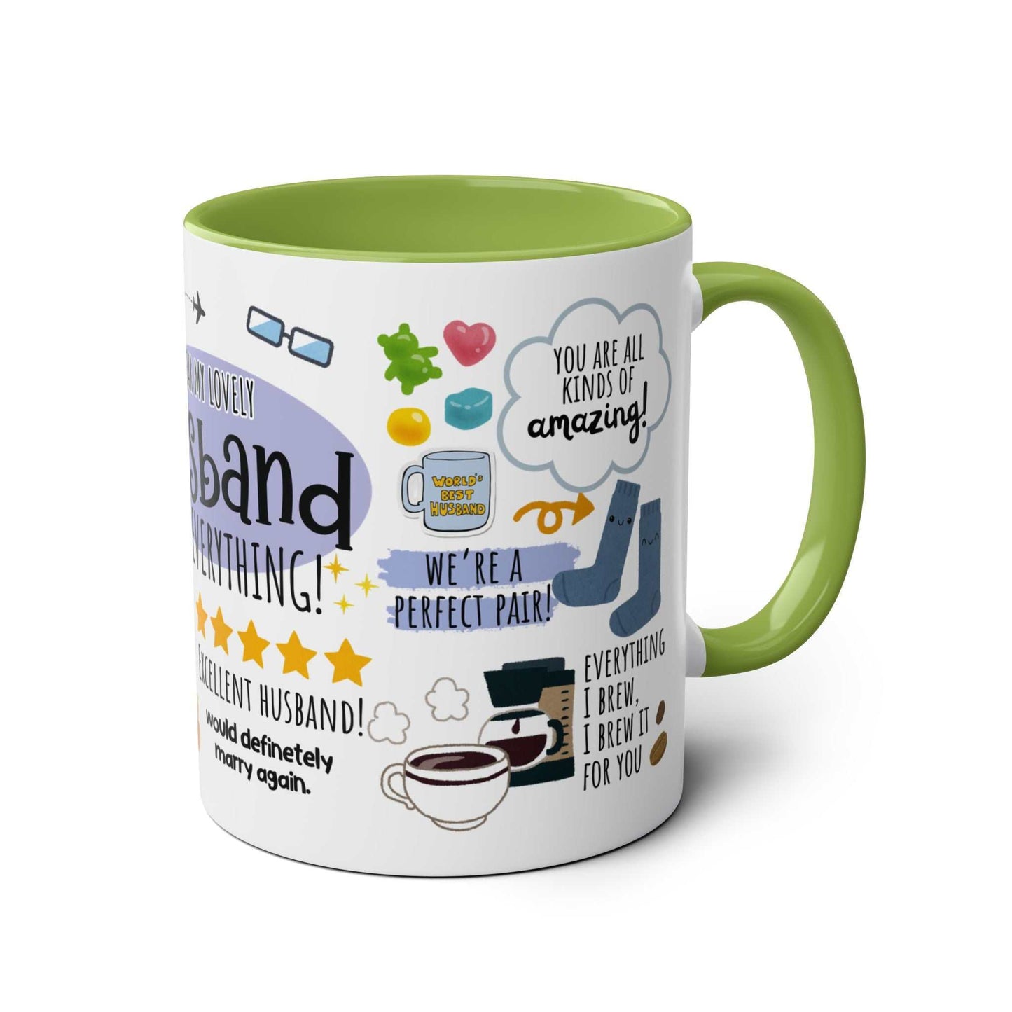 Husband Father's Day Gift Mug with colorful design, perfect fun present for dads on Father's Day.