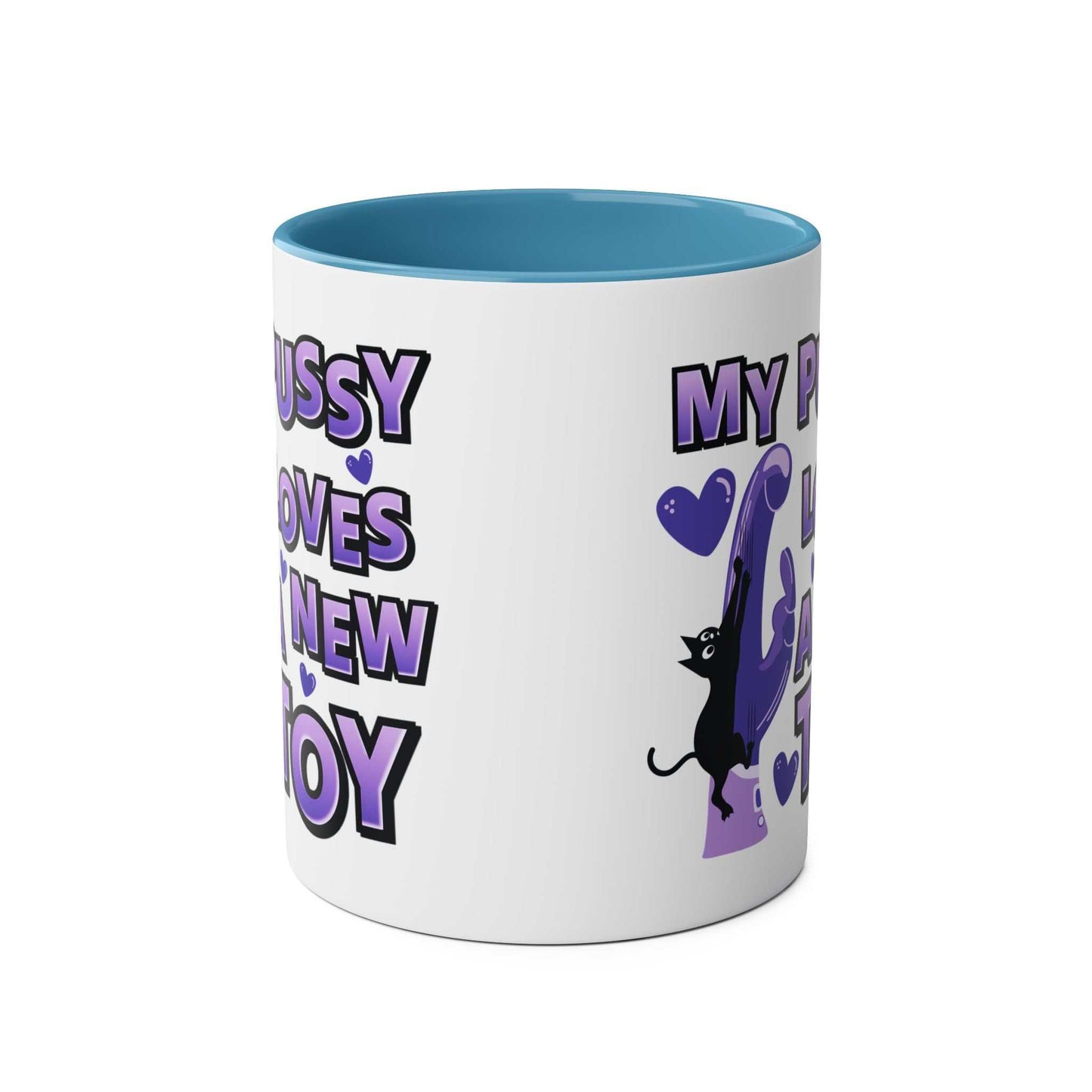 Cheeky Fun Coffee Mug with playful cat design, glossy finish, sublimation print.