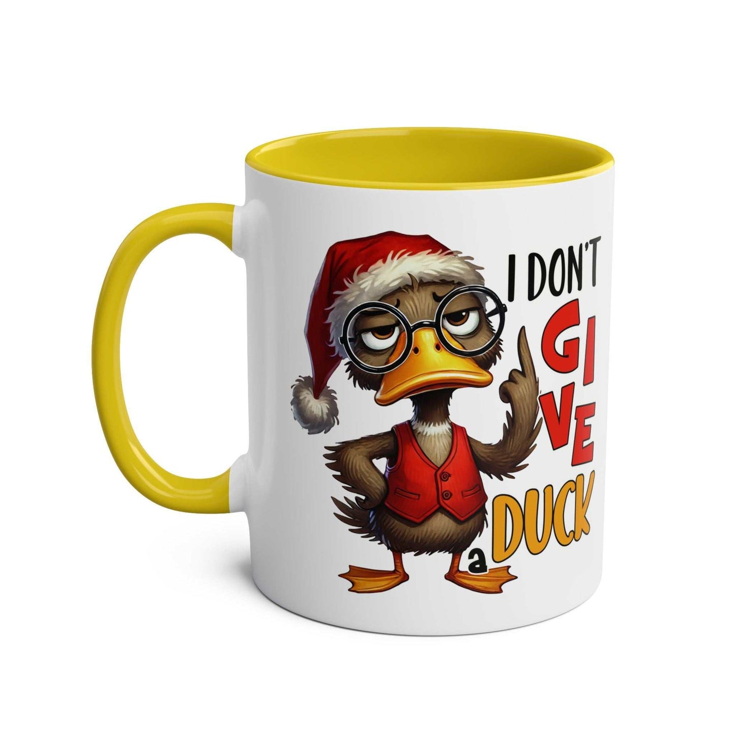 Sarky Christmas Mug with duck design, 11oz ceramic, humorous holiday gift.