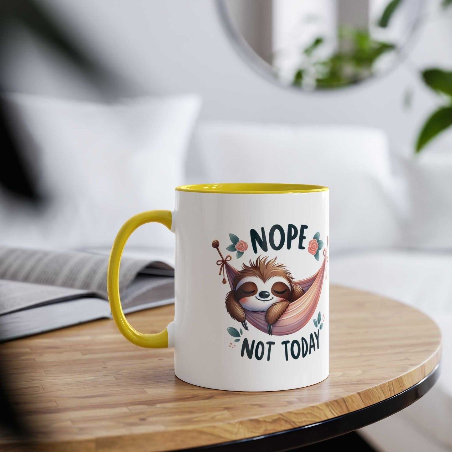 Cute sloth coffee mug with a whimsical design, perfect for animal lovers.