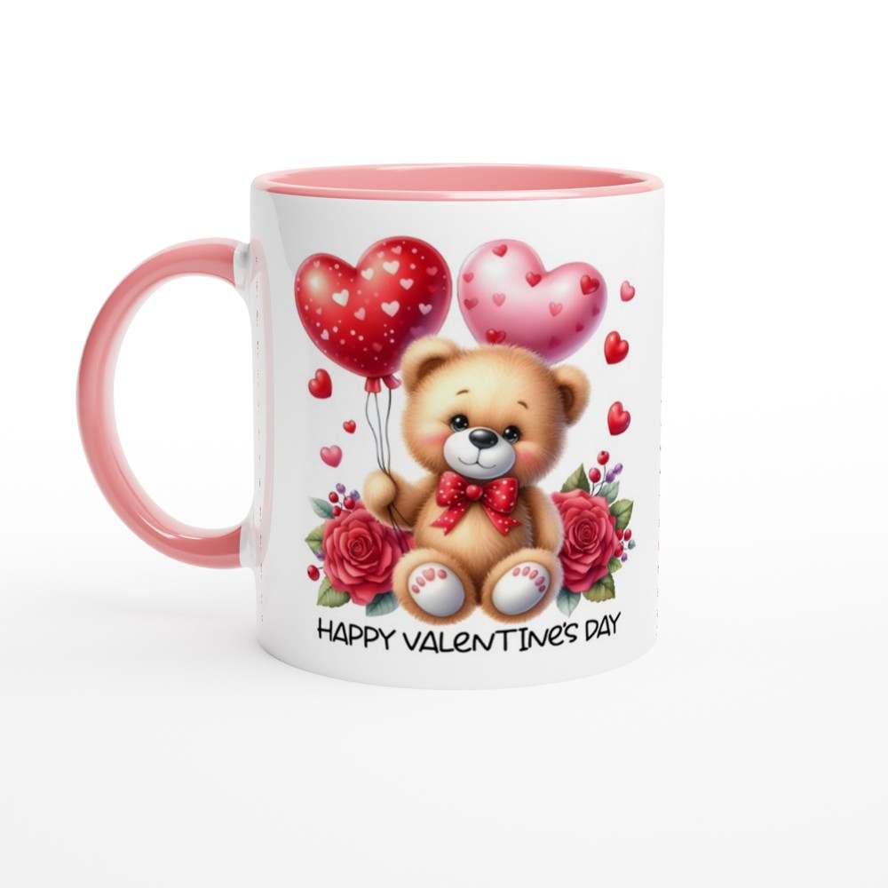 Cute Valentine's Day Mug - Ceramic Coffee Cup - Perfect Gift with Bear and Heart Design