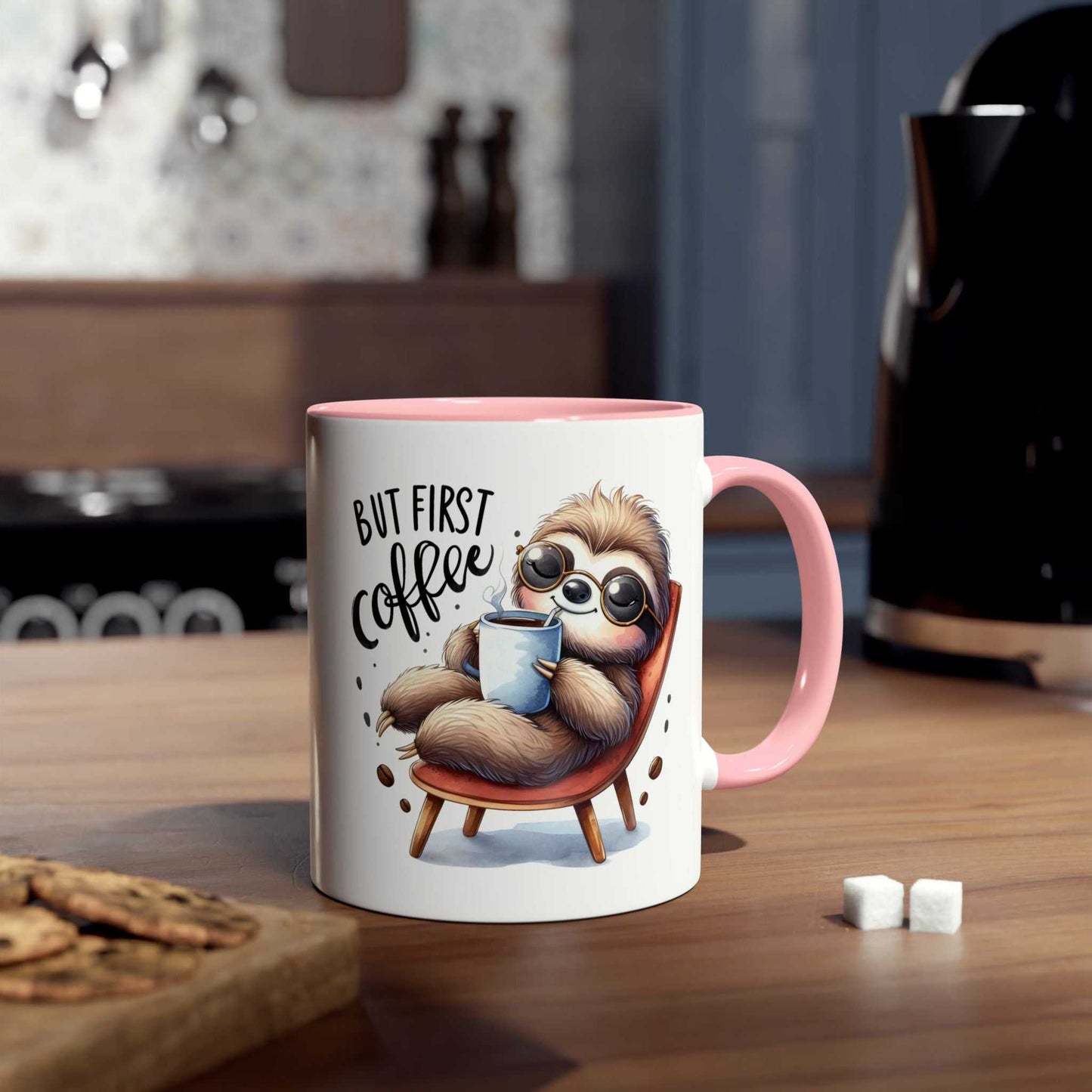 Cute sloth coffee mug with whimsical design, perfect for animal lovers and gifting.