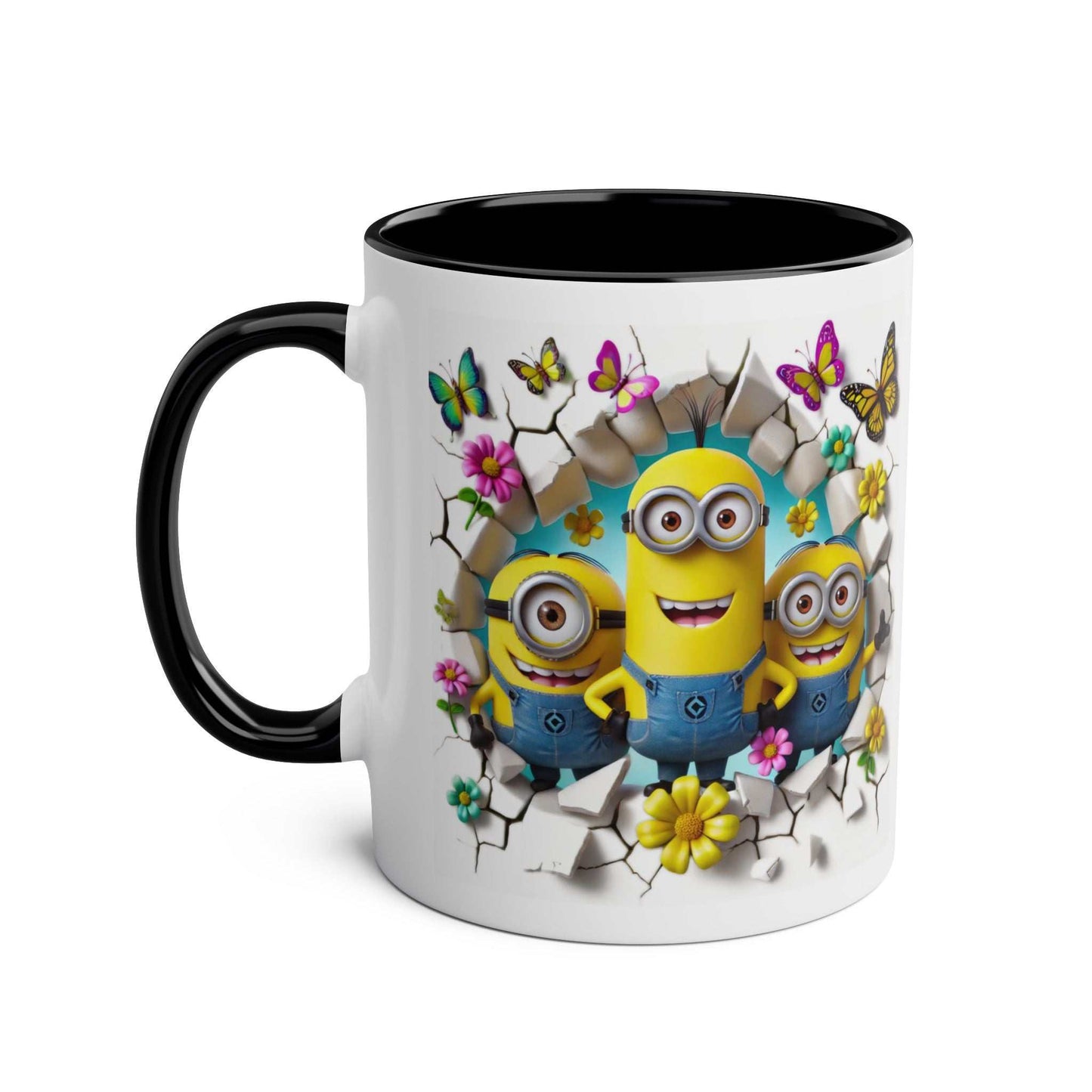 Minion Inspired Coffee Mug with cheerful design featuring yellow characters, available in 7 colors.