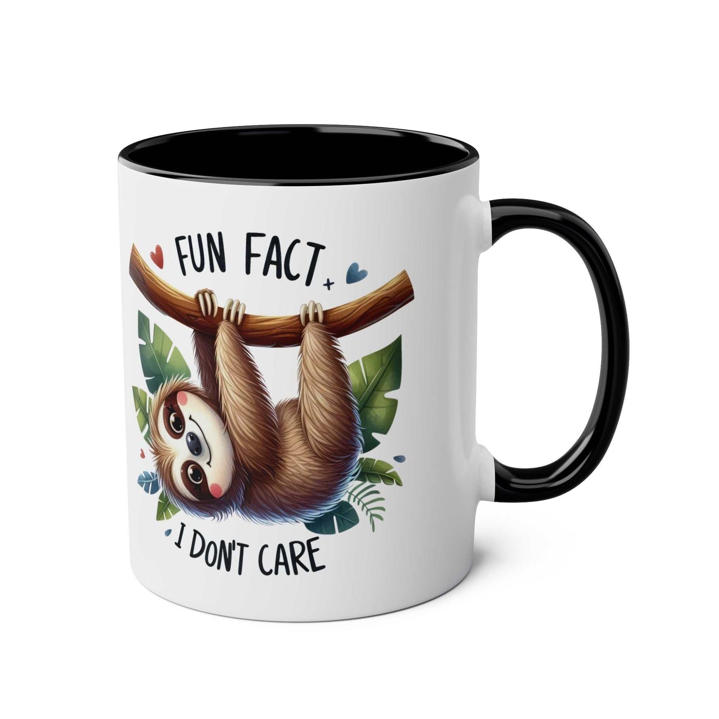 Cute sloth coffee mug with whimsical design, perfect for animal lovers; 11oz ceramic, microwave and dishwasher safe.