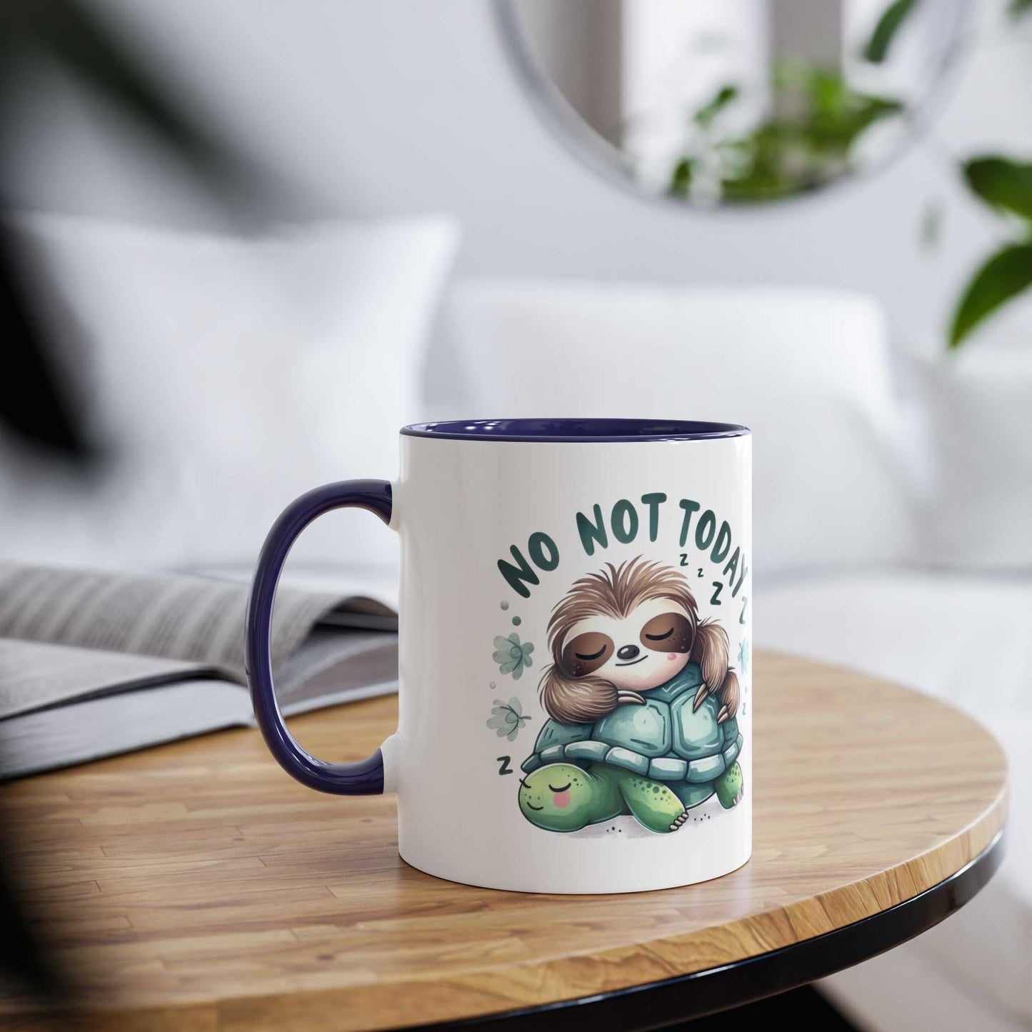 Cute sloth coffee mug with cozy design and whimsical sloth illustration, perfect for gifting.