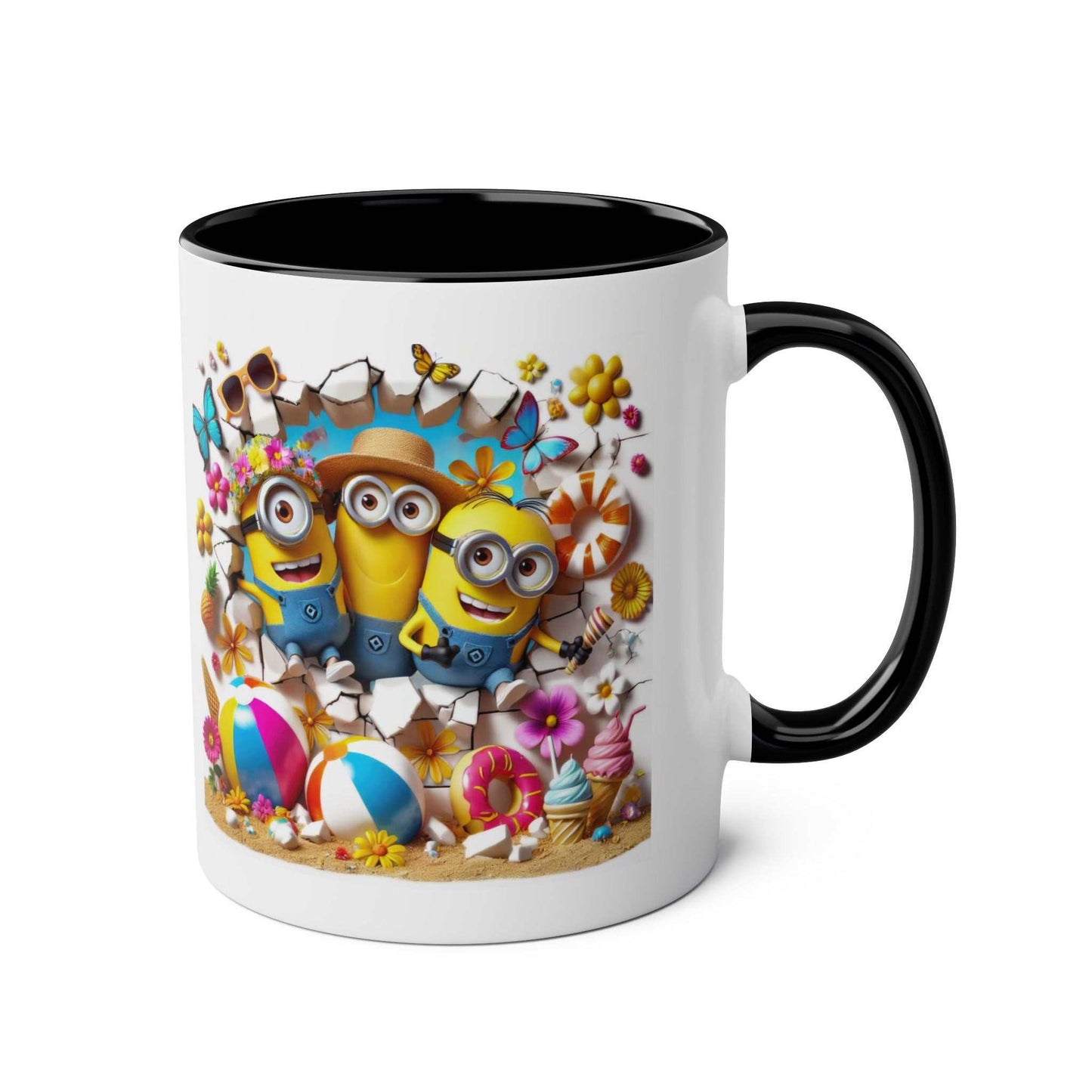 Minion Beach Themed Coffee Mug with playful Minions and beach design.
