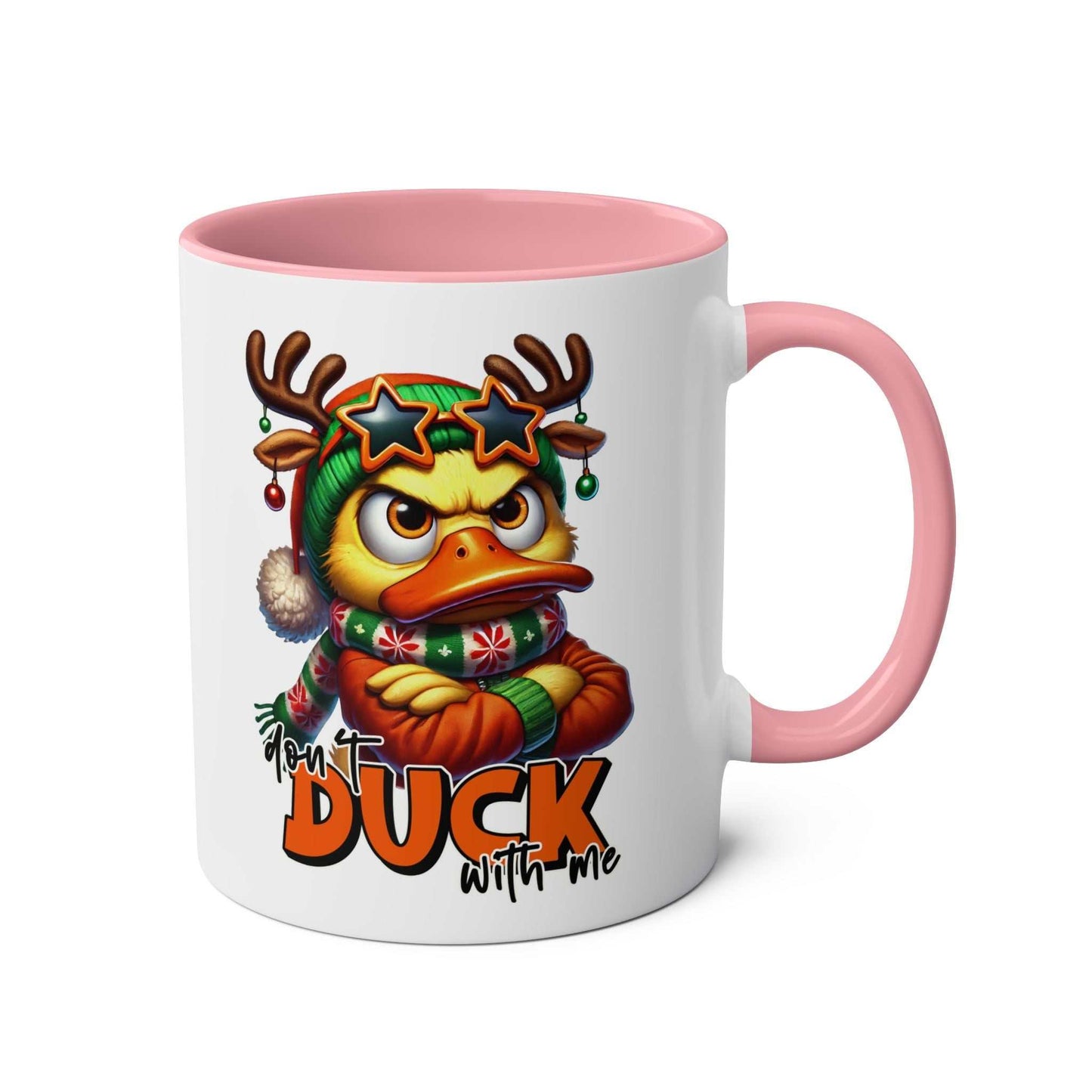 Sarky Christmas Mug with duck design in glossy finish, 11oz ceramic, available in 7 colors.