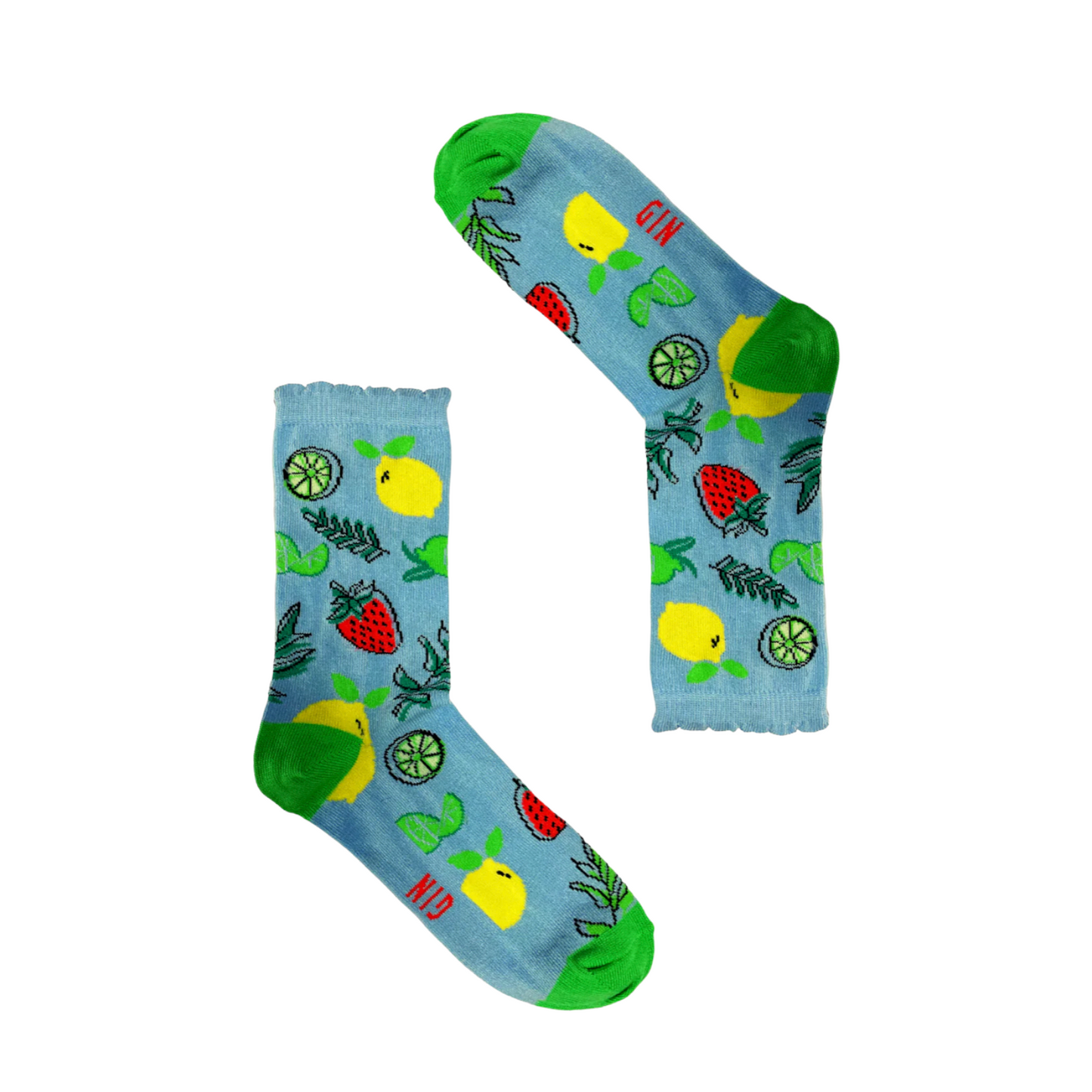 Socktails Gift Set Gin Addition with colorful cocktail-themed mid-calf socks.