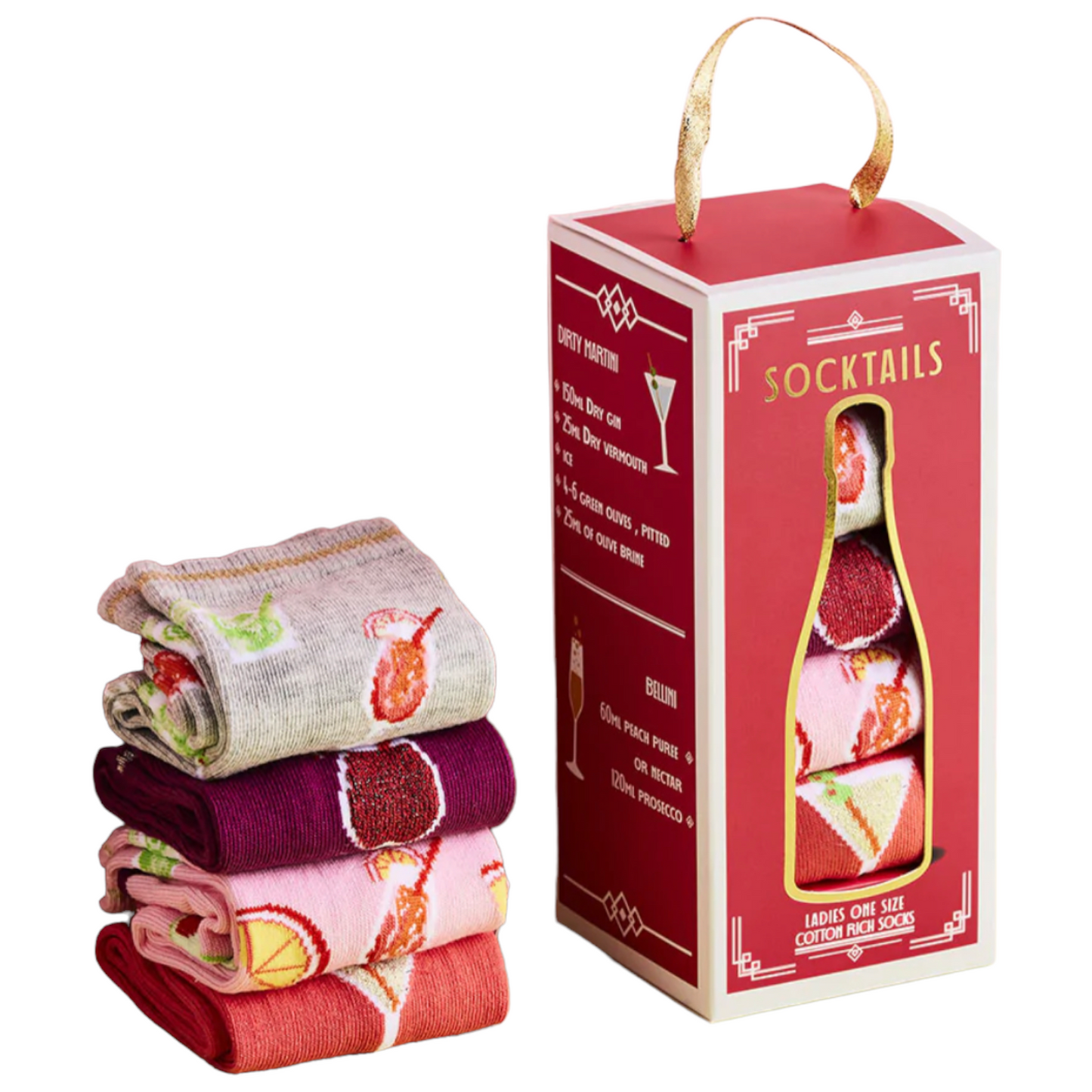 Socktails Gift Set featuring cocktail-themed socks in a festive gift box.
