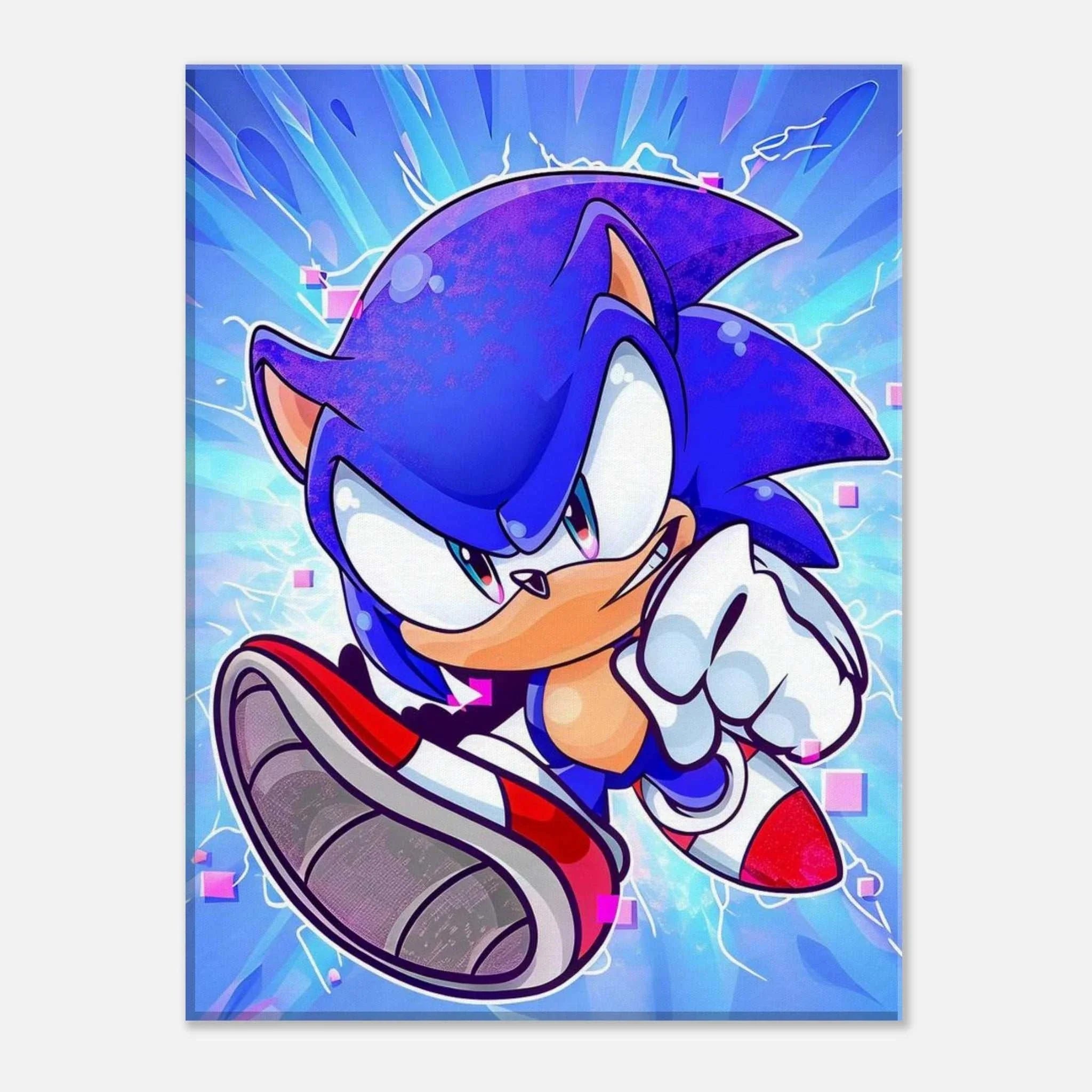 Vibrant Sonic Wall Canvas featuring Sonic the Hedgehog in action with a bold, colorful design.