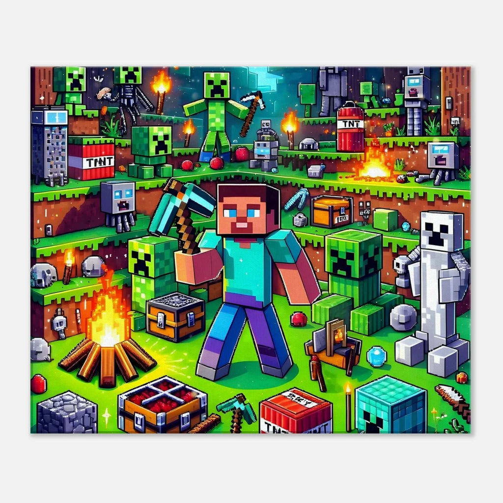Minecraft Wall Canvas featuring vibrant colors and iconic game scenes, perfect for fans of crafting and building.