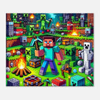 Minecraft Wall Canvas featuring vibrant colors and iconic game scenes, perfect for fans of crafting and building.