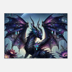 Black Gem Dragon Wall Canvas featuring a mystical dragon adorned with shimmering black gems, perfect for fantasy enthusiasts.