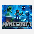 Vibrant Minecraft wall canvas with iconic pixelated scenes for home decoration.