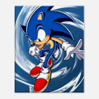 Sonic The Hedgehog wall canvas featuring vibrant blue and red colors, perfect for adding energy and adventure to any room.
