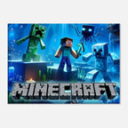 Vibrant Minecraft wall canvas showcasing iconic pixelated scenes for fans.