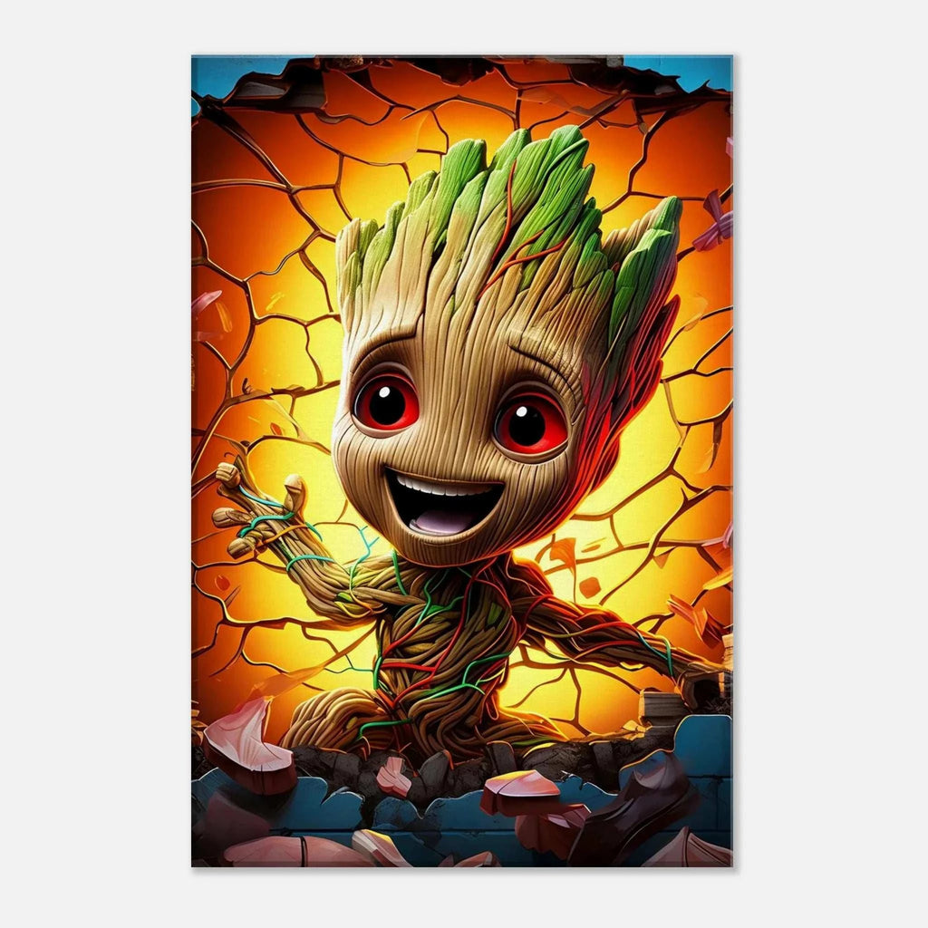Baby Groot wall canvas with vibrant print and adorable charm.