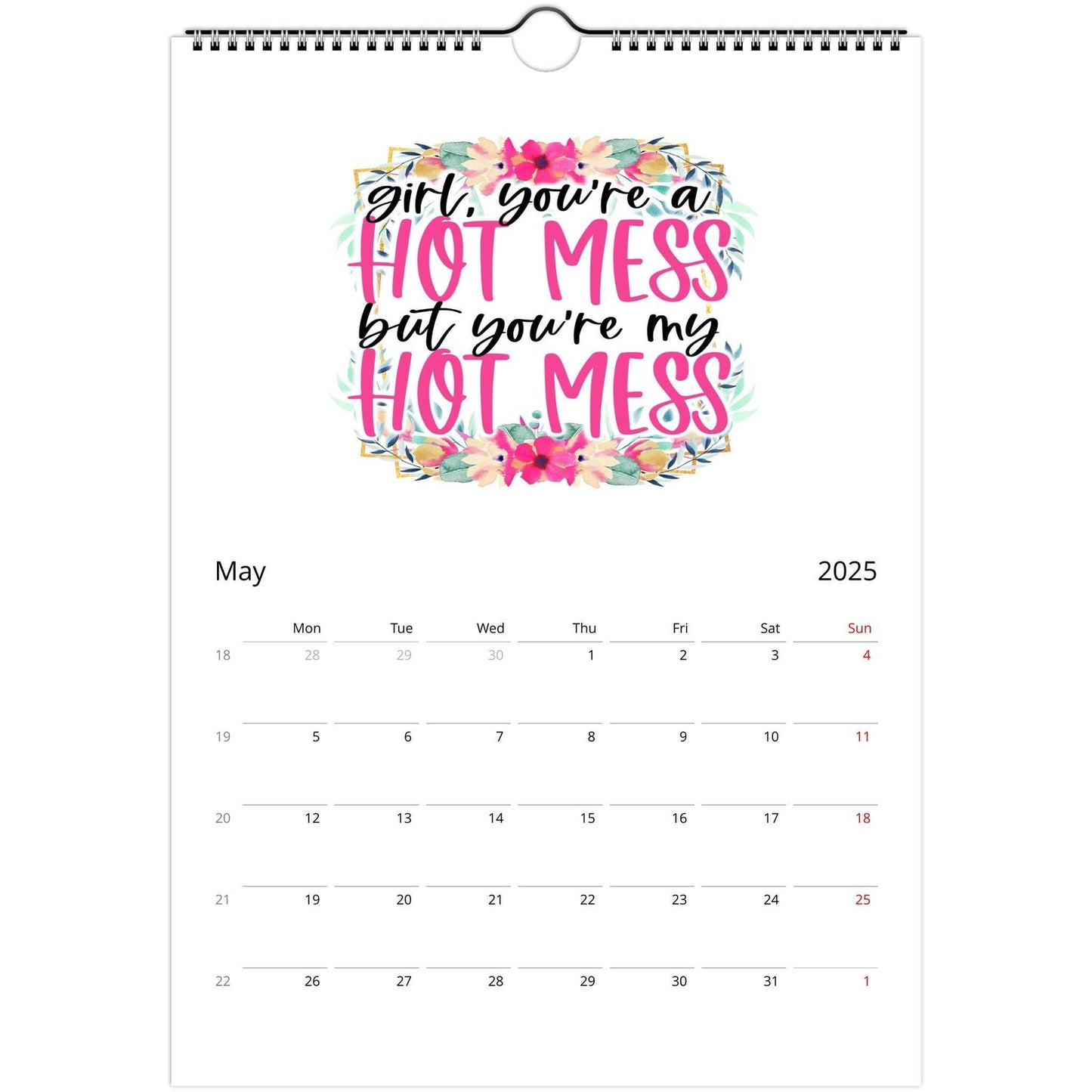 Personalised Best Friends 2025 Wall Calendar with fun quotes, A4 size, 250gsm silk paper.