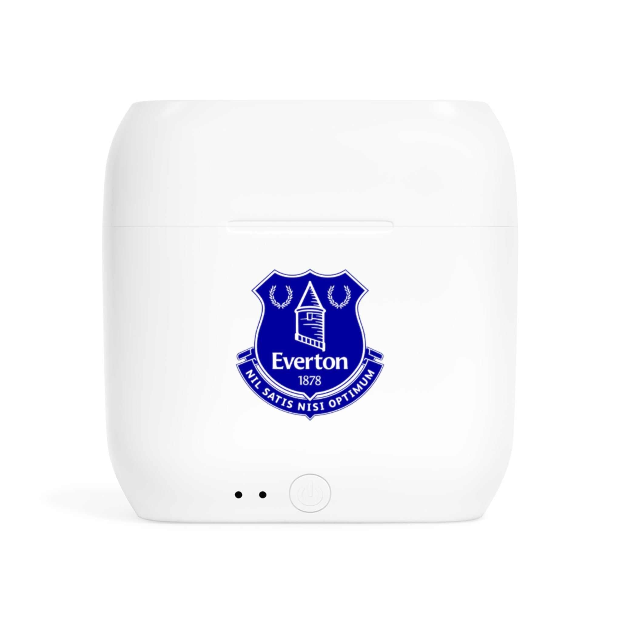 Everton Fc wireless earbuds charging case with blue club crest design