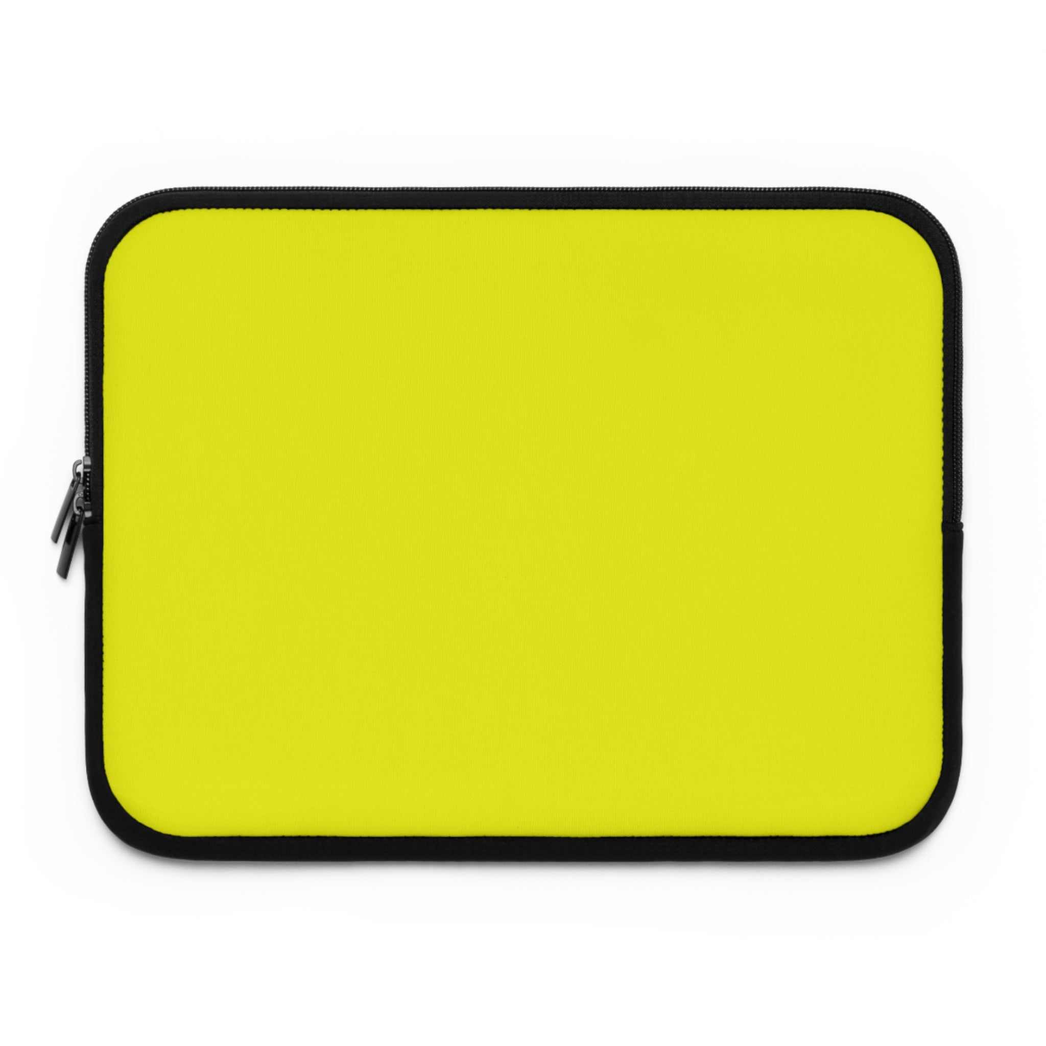 Yellow laptop sleeve made of durable neoprene with soft foam lining and dual zipper closure