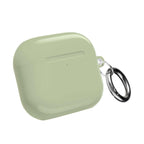 Sage green hard shell AirPods protective case with keyring, durable and lightweight design, compatible with AirPods and AirPods Pro, glossy finish.