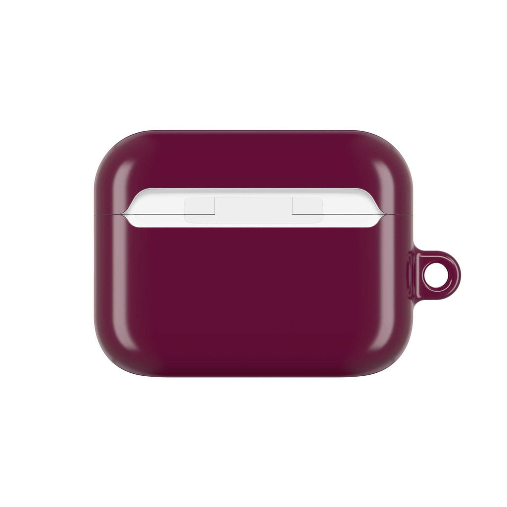 Aston Villa FC AirPods protective hard case in claret and blue with glossy finish and wireless charging compatibility