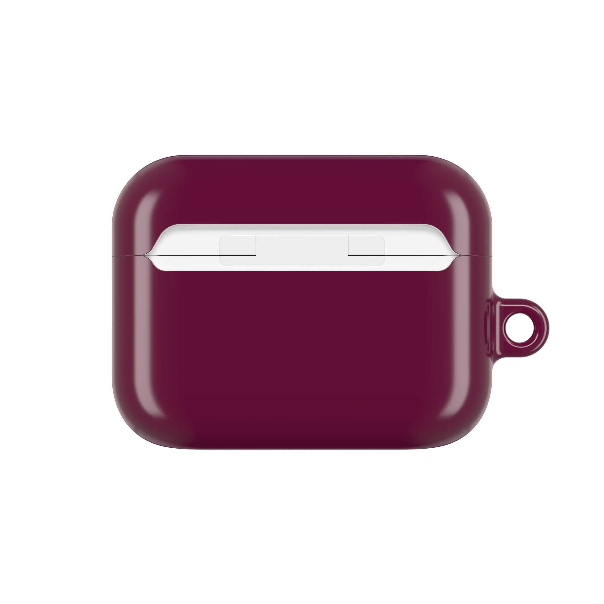 Aston Villa FC AirPods protective hard case in claret and blue with glossy finish and wireless charging compatibility
