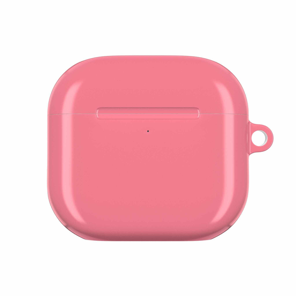 Light coral hard shell protective case for AirPods and AirPods Pro with glossy finish and wireless charging compatibility