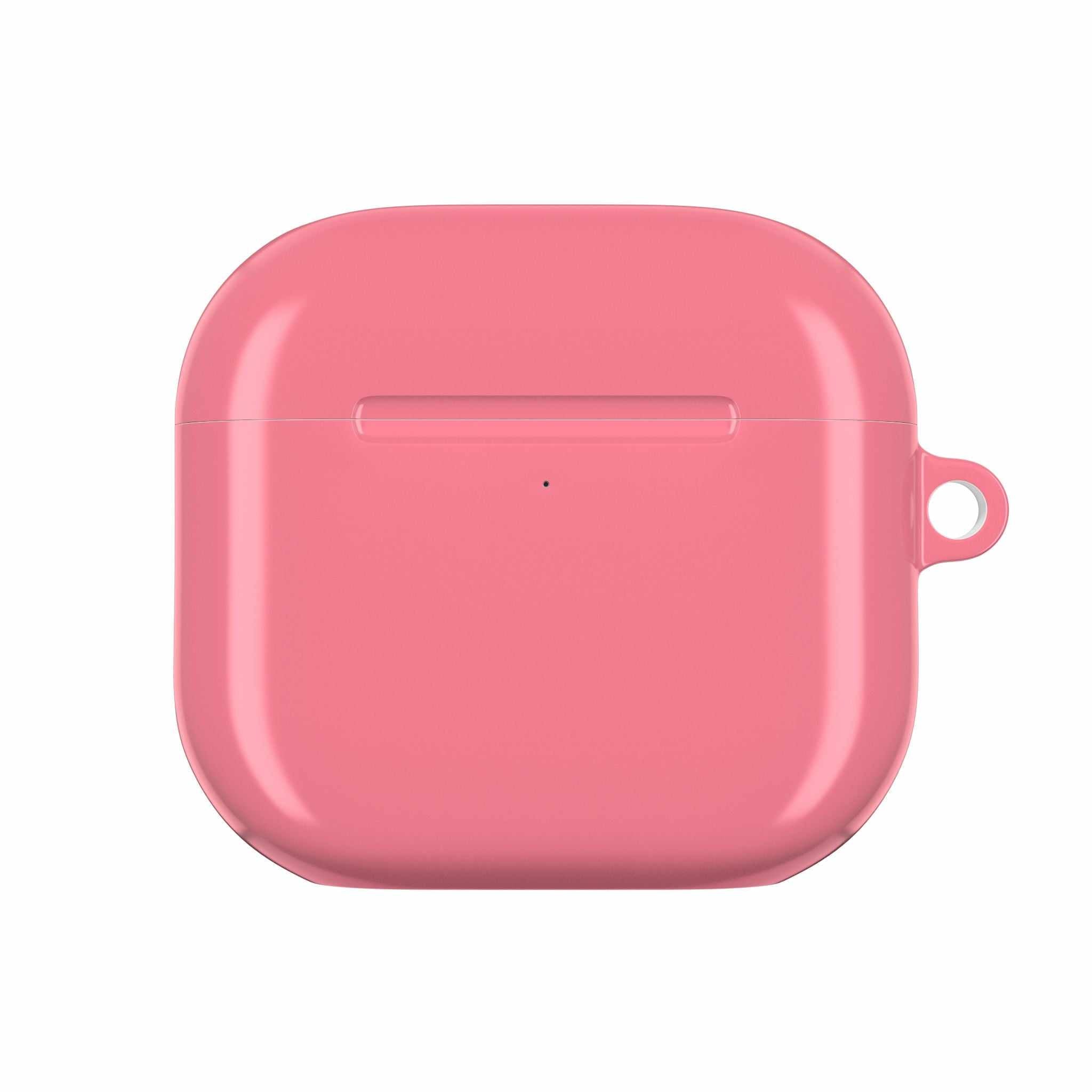 Light coral hard shell protective case for AirPods and AirPods Pro with glossy finish and wireless charging compatibility