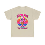 Lick Me Till Ice Cream T-Shirt with playful ice cream graphic and summer vibes on soft cotton fabric