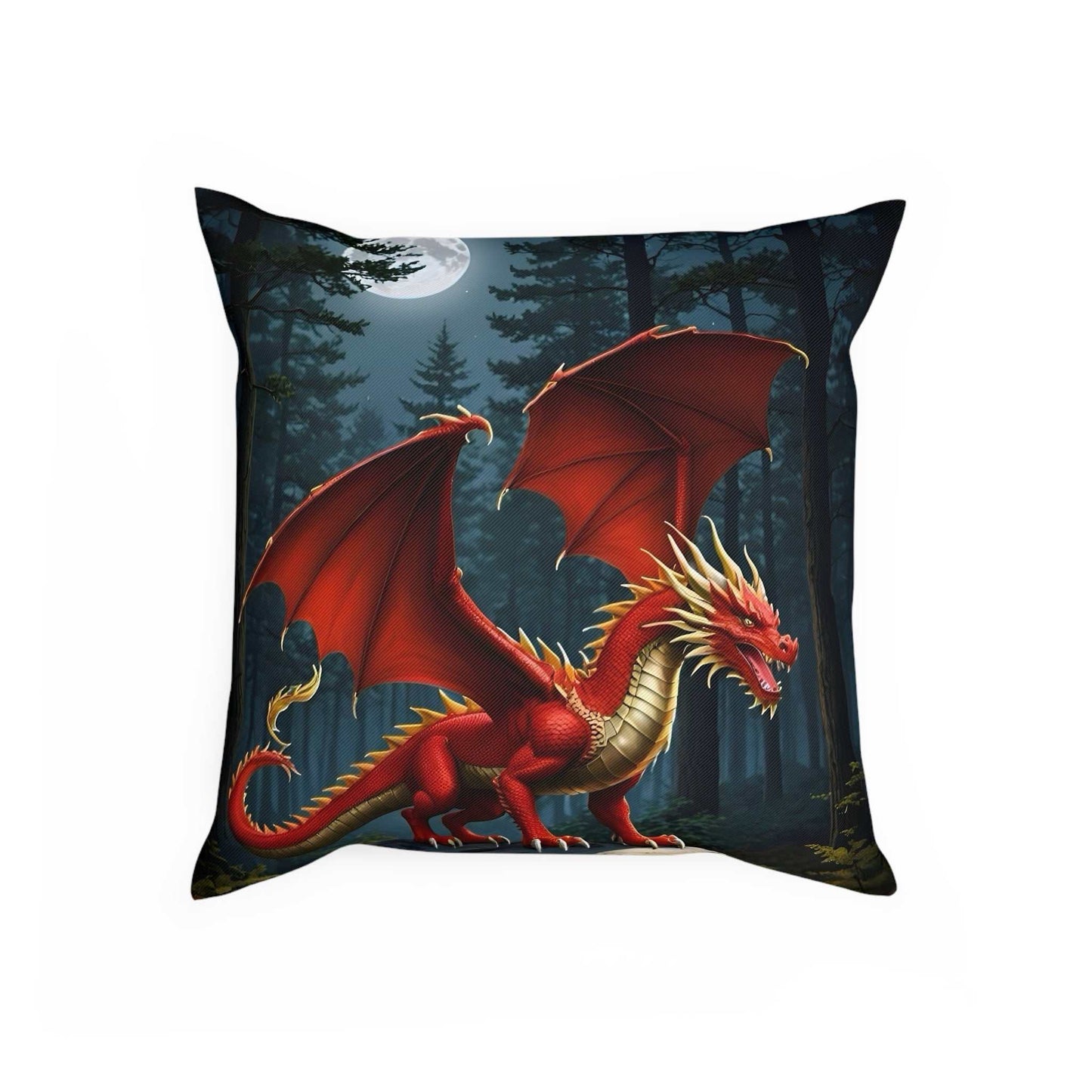 red dragon cotton drill square cushion designed by Littlebitz