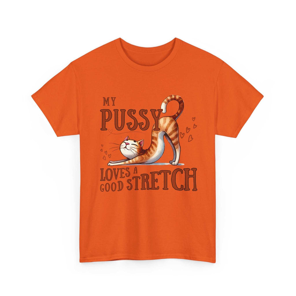 Black My Pussy Loves a Stretch T-Shirt with bold humor graphic, soft cotton fabric, perfect for casual wear and parties
