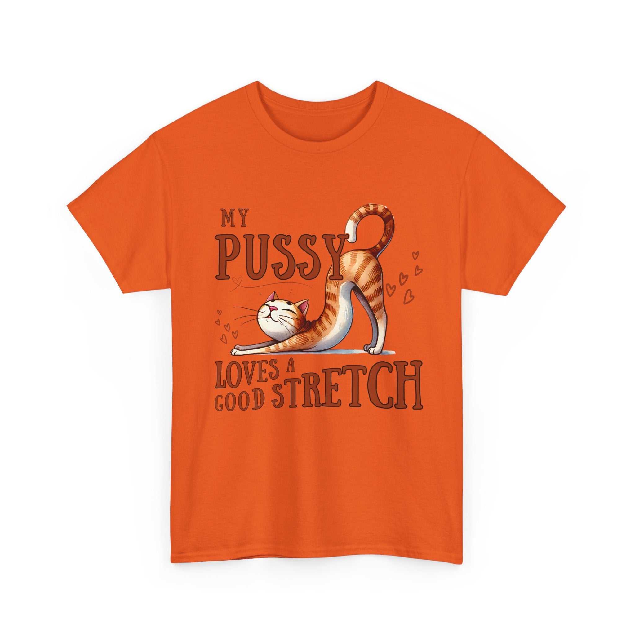 Black My Pussy Loves a Stretch T-Shirt with bold humor graphic, soft cotton fabric, perfect for casual wear and parties