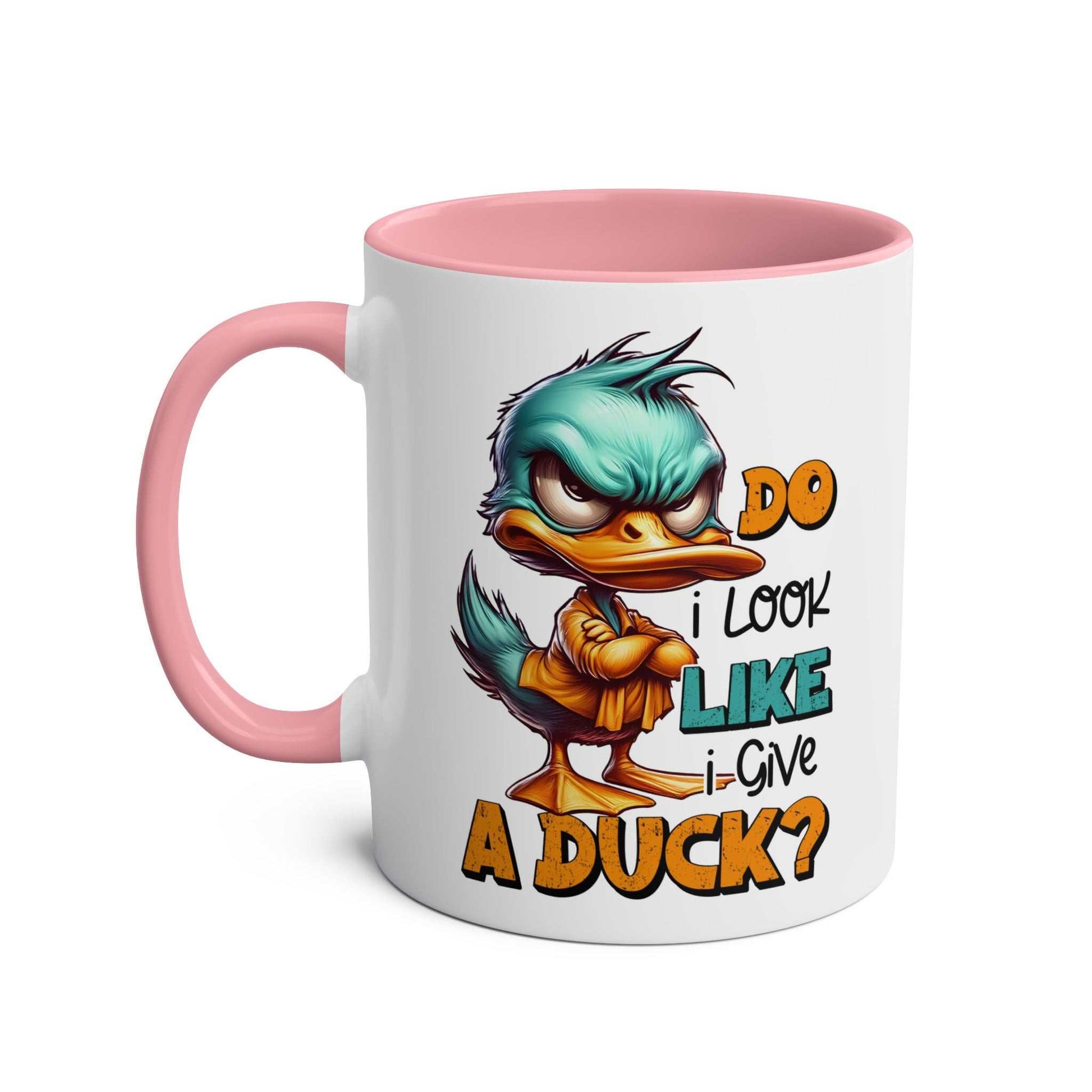 Quirky Give A Duck Coffee Mug with playful duck design and sarky text. 