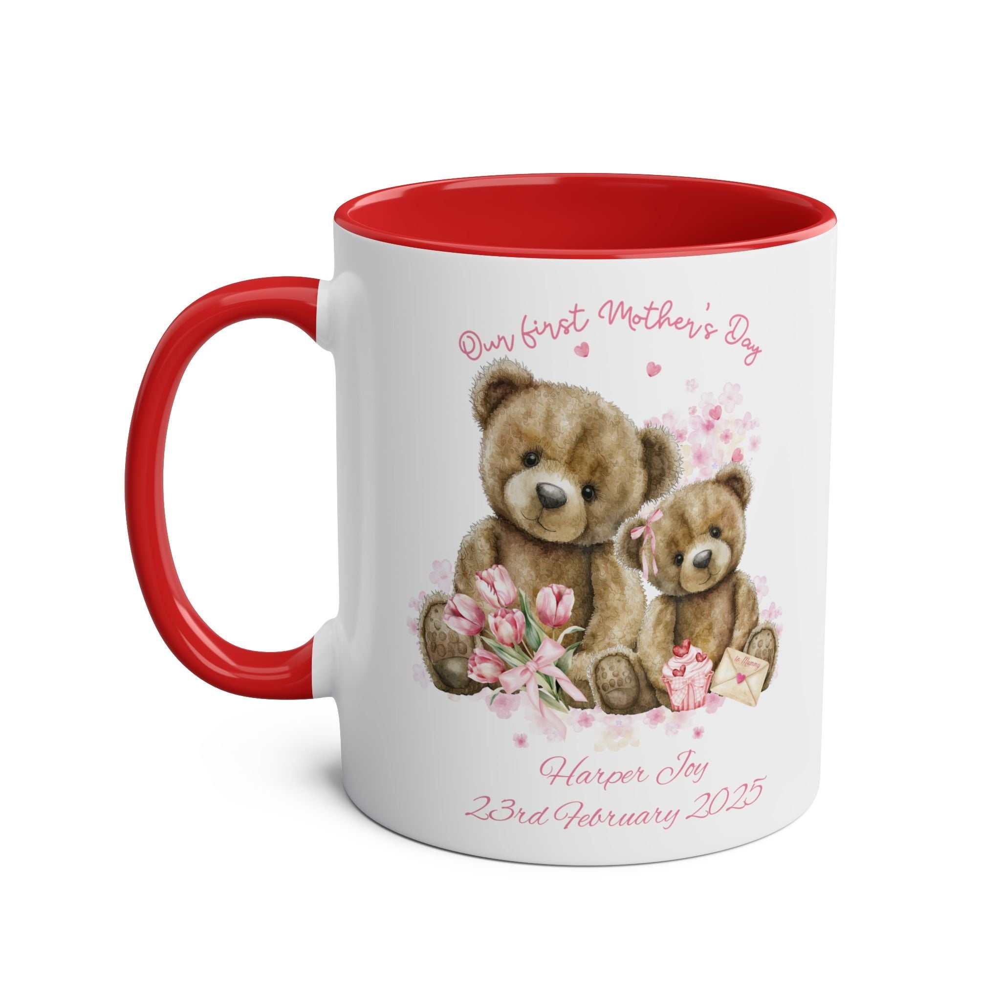 Personalised Our First Mother's Day girl gift mug with vibrant colors and high-gloss finish