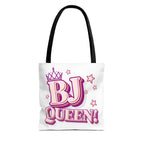 Cheeky BJ Queen Tote Bag in multiple sizes with colorful handles and durable spun polyester material