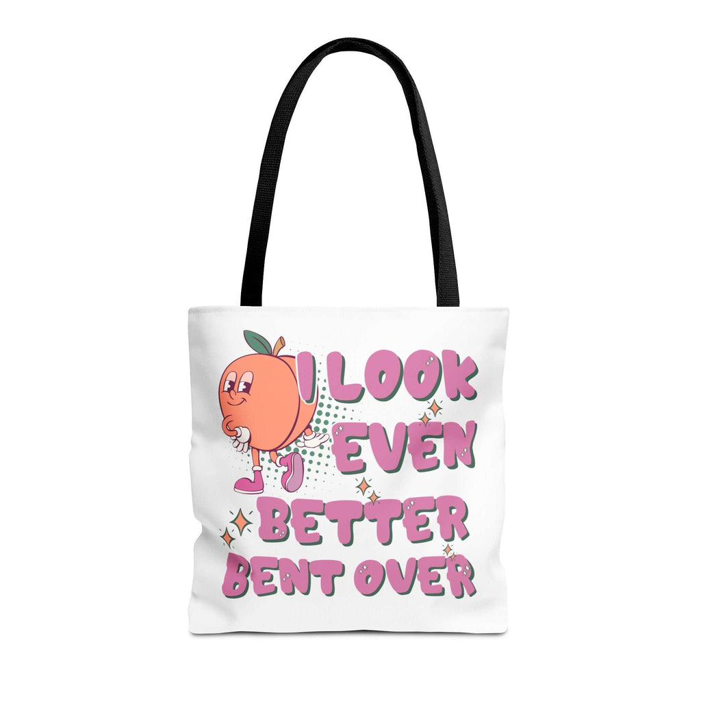 Cheeky Even Better Bent Over tote bag with multiple sizes and handle colors, durable spun polyester design