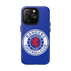 Rangers FC MagSafe iPhone case in royal blue with club crest, dual-layer protection, and MagSafe compatibility