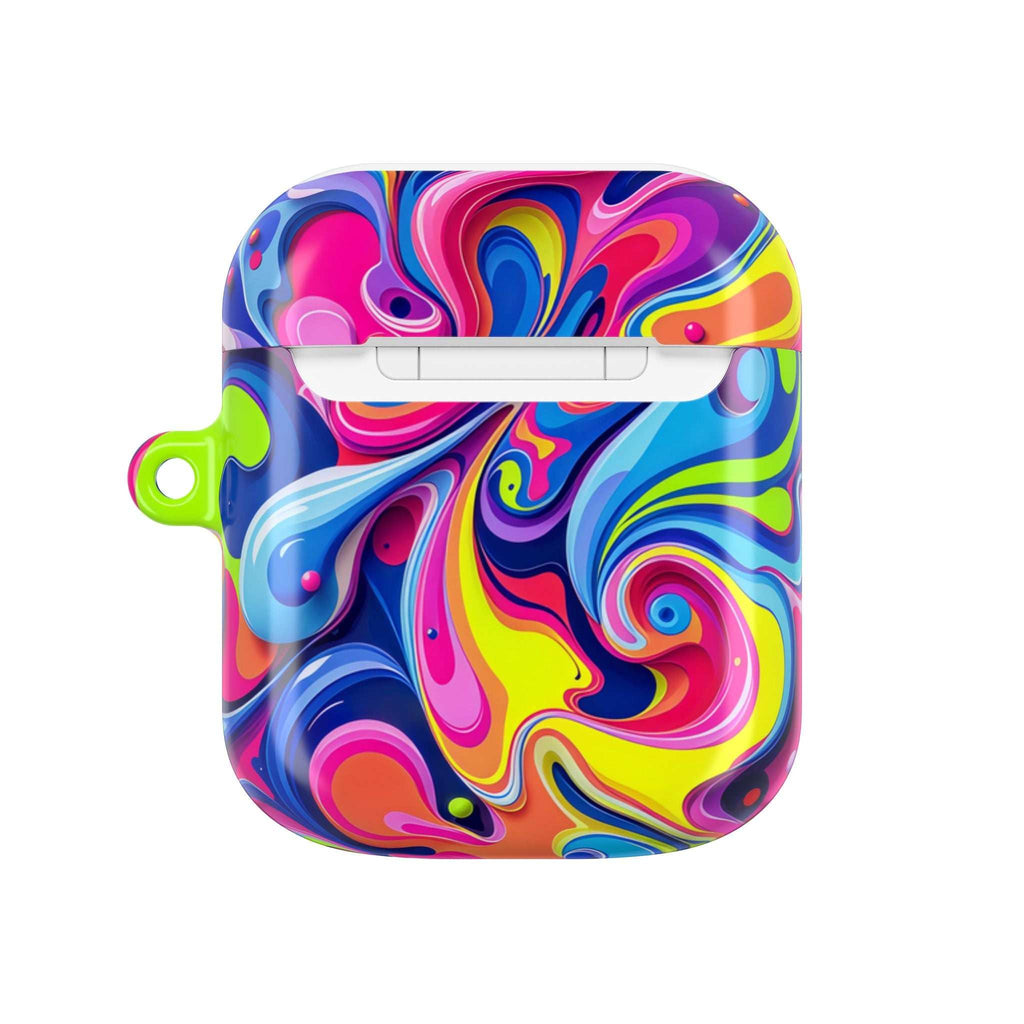 Vibrant Colour Splash hard shell AirPods case with bright swirl design and glossy finish