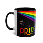 LGBTQ+ Pride Mug with vibrant rainbow design, ceramic, 11oz, glossy finish.