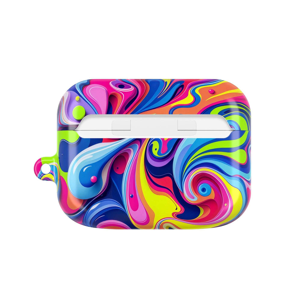 Vibrant Colour Splash hard shell protective case for AirPods and AirPods Pro with bright, swirling colors and glossy finish