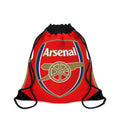 Arsenal FC drawstring bag in red and white with cannon crest, lightweight polyester for gym and travel