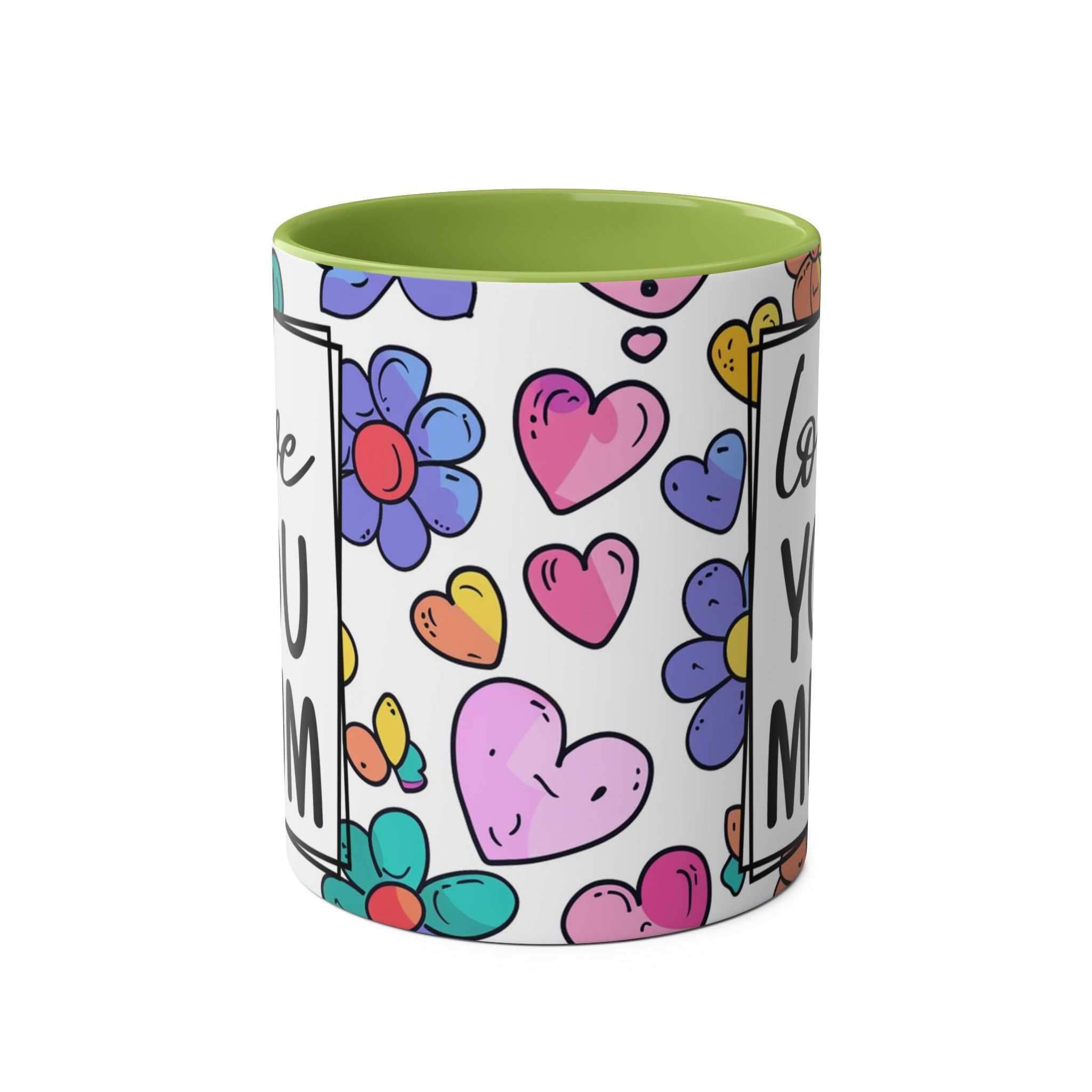 Love You Mum Floral Mug with delicate floral heart design, perfect gift for Mum.