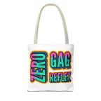 Zero Gag Reflex Tote Bag with cheeky design, durable spun polyester, multiple sizes and handle colors, perfect for errands and casual outings