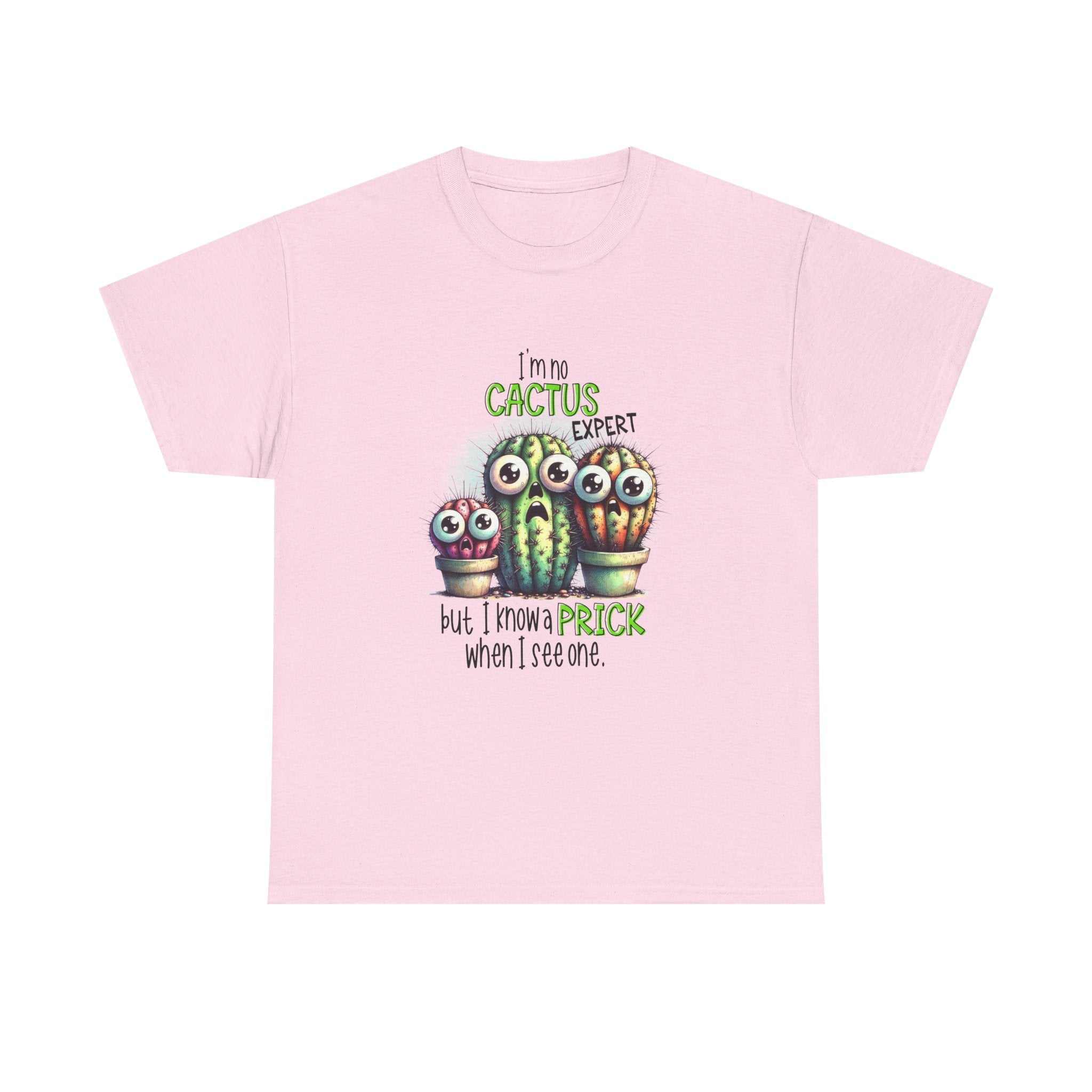 Cactus Expert Fun Graphic T-Shirt with humorous cactus design, soft durable cotton tee for plant lovers