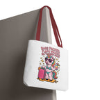 Fun Unicorn Travel Tote Bag with cheeky design, durable spun polyester, multiple sizes and colorful handles