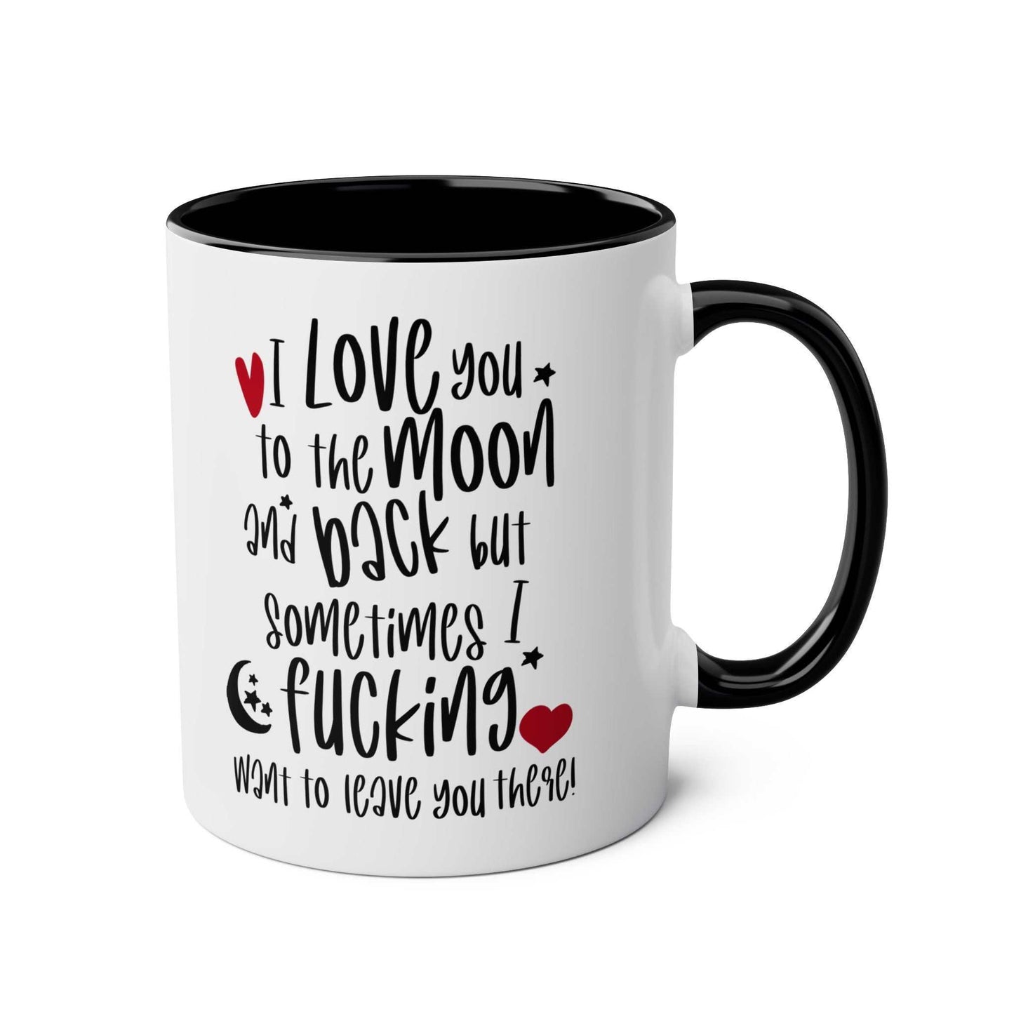 Cheeky Fun Valentines Mug with humorous quote and colored interior.