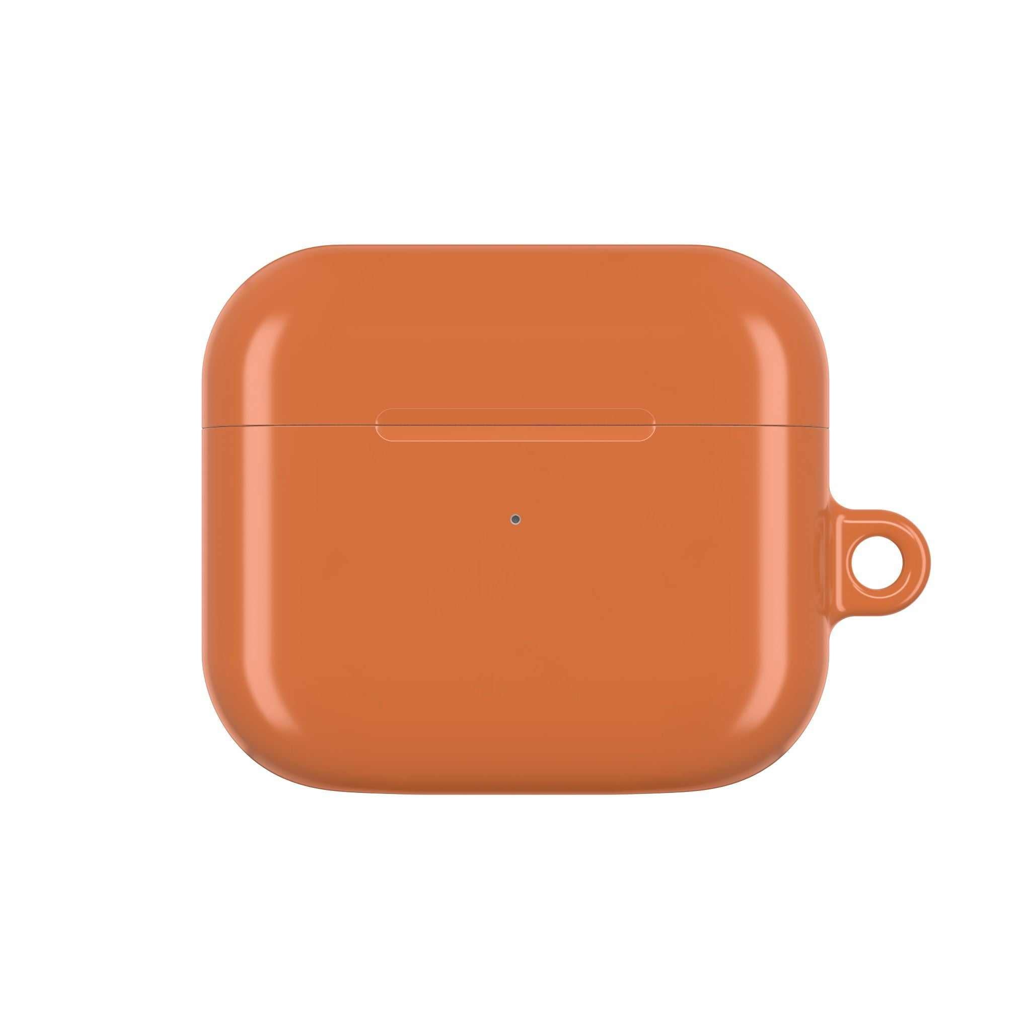 Bold orange hard shell protective case for AirPods and AirPods Pro with glossy finish and snug fit