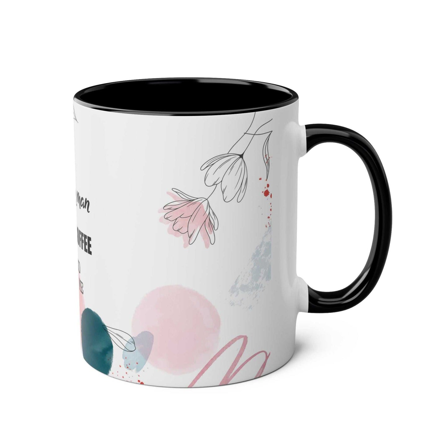 Cheeky Fun Valentines Mug with floral design, glossy finish, and black handle.